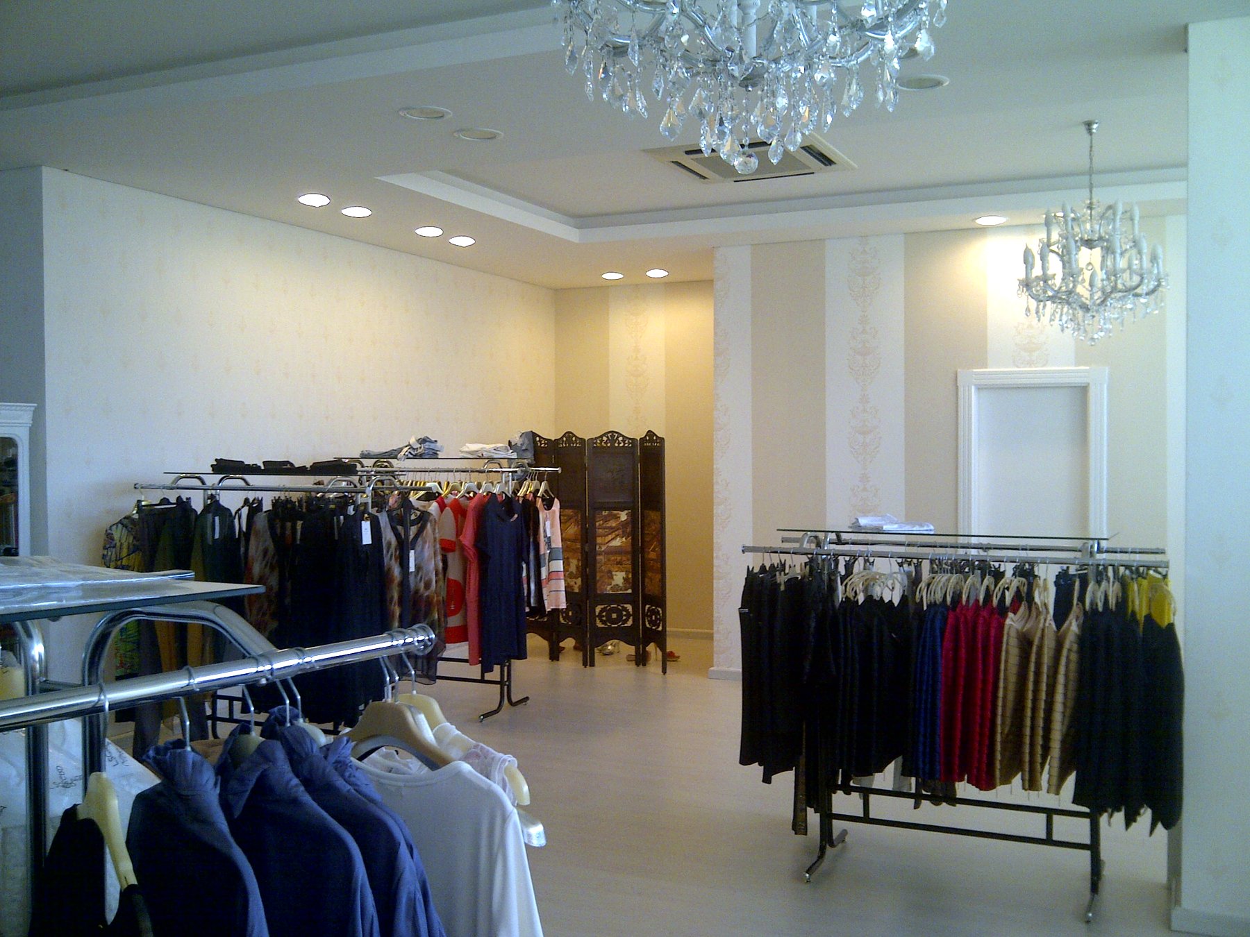 Collections under a crystal chandelier