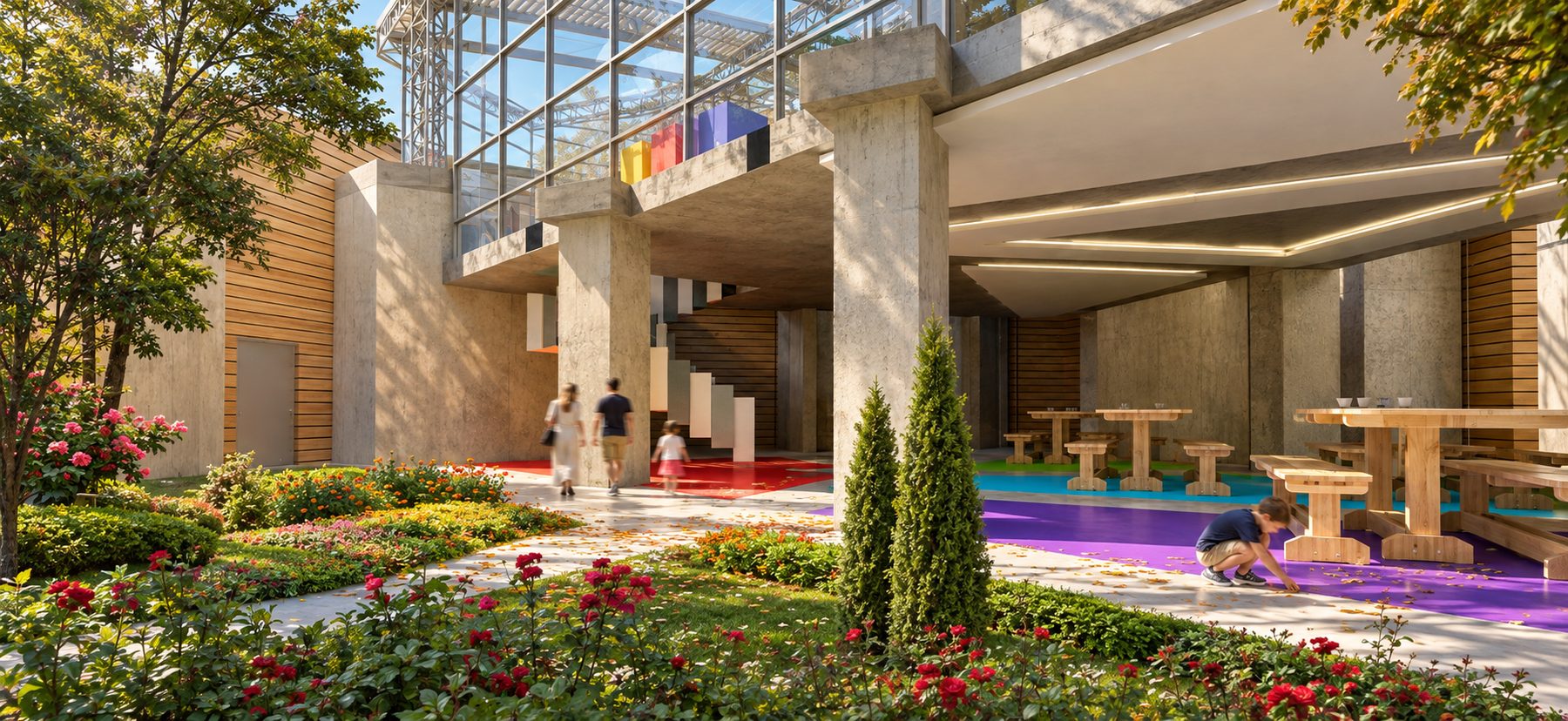 Courtyard garden under the building